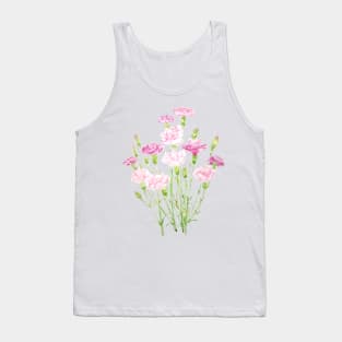 pink carnation flowers watercolor Tank Top